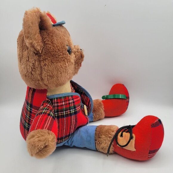 DAKIN Learn To Dress 18" Plush Bear Vintage 1977 Plaid Tartan Coat Pinwheel Hat - Picture 9 of 16